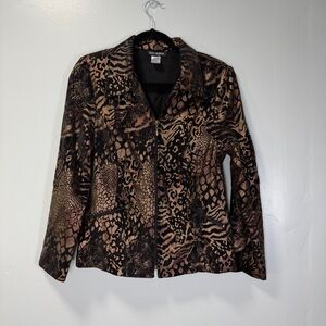 Soft Works Textured Animal Print Fu Zip Blazer Size‎ 10